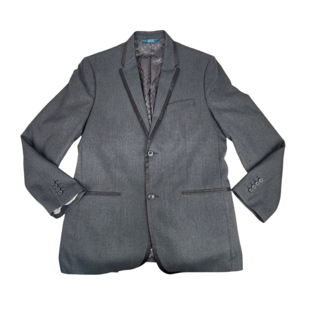 Perry Ellis Dark Charcoal Gray Tux Blazer with Satin Trim